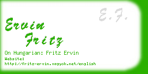 ervin fritz business card